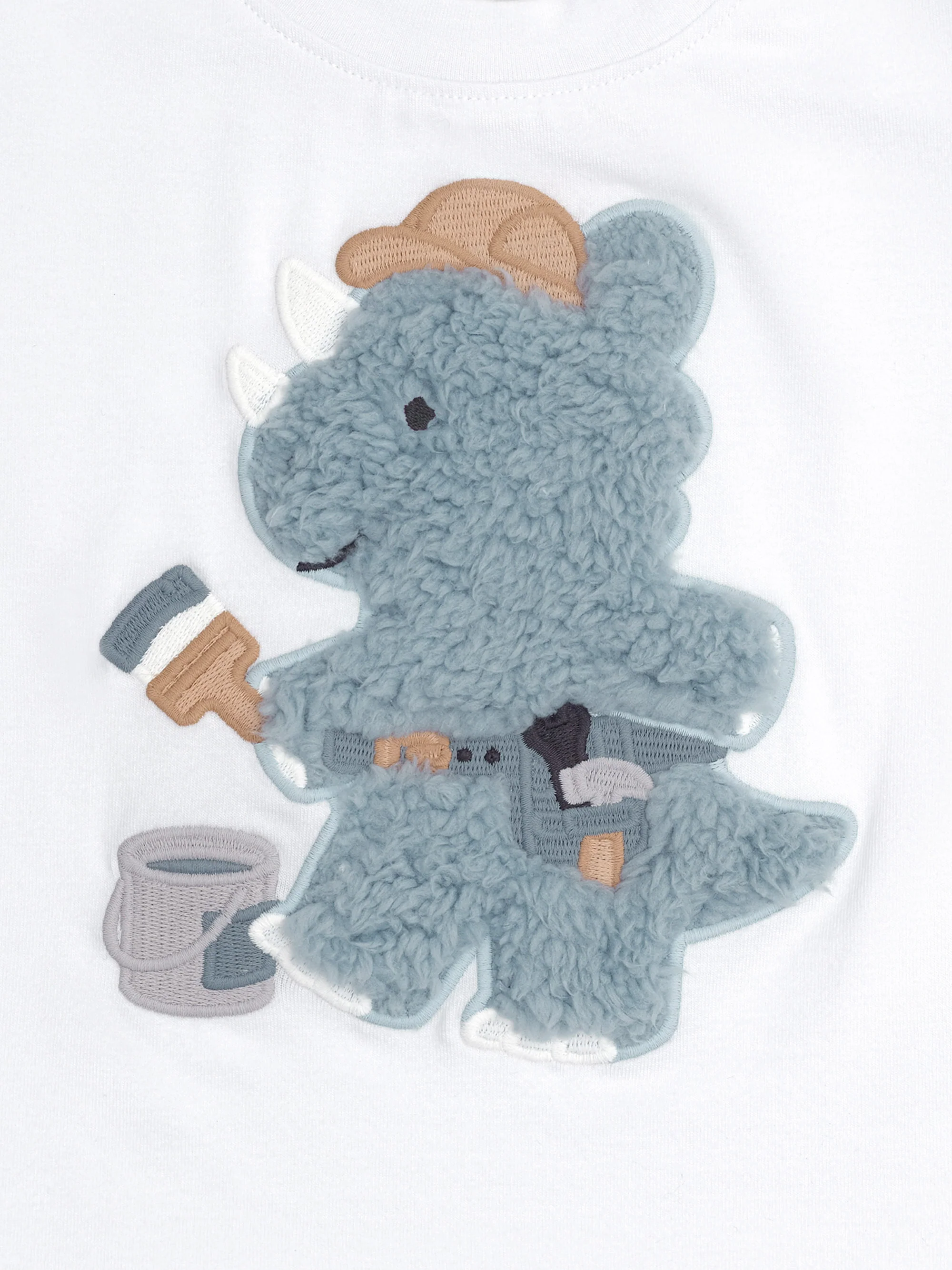 Tradie Furry Dino T-Shirt - White - Image 5