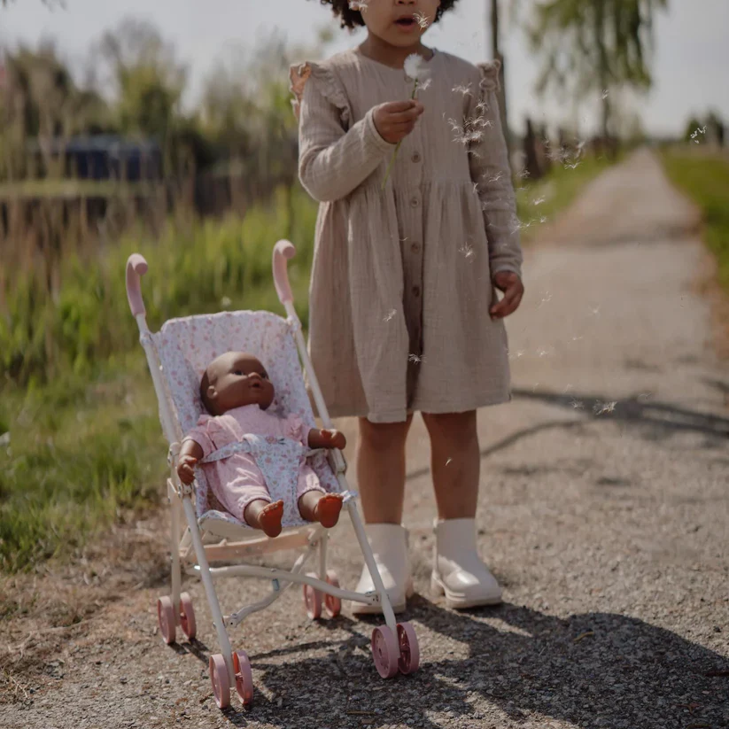 Metal Doll Stroller - Floral - Image 3