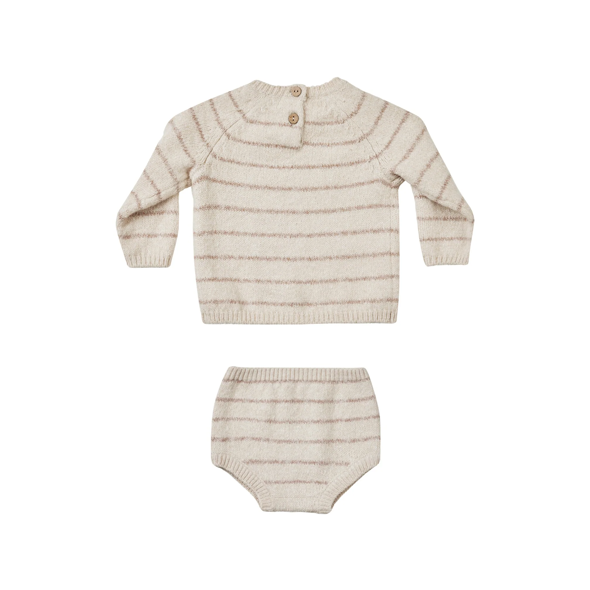 Quincy Mae Bailey Knit Set - Heathered Oat Stripe - Image 3
